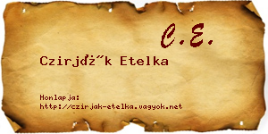Czirják Etelka névjegykártya